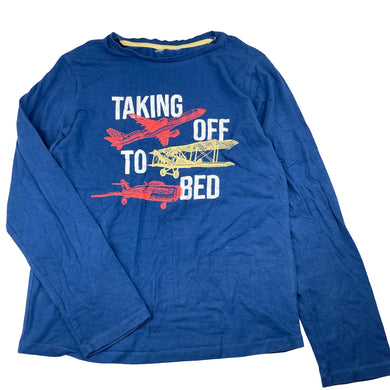 Boys blue, stretchy long sleeve pyjama top, no labels, armpit to armpit: 40cm, shoulder to cuff: 54cm, GUC, size 12-14,  