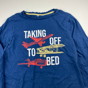 Boys blue, stretchy long sleeve pyjama top, no labels, armpit to armpit: 40cm, shoulder to cuff: 54cm, GUC, size 12-14,  