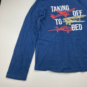 Boys blue, stretchy long sleeve pyjama top, no labels, armpit to armpit: 40cm, shoulder to cuff: 54cm, GUC, size 12-14,  