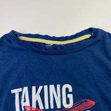 Load image into Gallery viewer, Boys blue, stretchy long sleeve pyjama top, no labels, armpit to armpit: 40cm, shoulder to cuff: 54cm, GUC, size 12-14,  