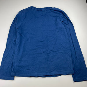 Boys blue, stretchy long sleeve pyjama top, no labels, armpit to armpit: 40cm, shoulder to cuff: 54cm, GUC, size 12-14,  