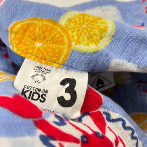 Girls Cotton On, colourful crinkle cotton pyjama top, EUC, size 3,  
