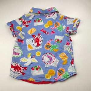 Girls Cotton On, colourful crinkle cotton pyjama top, EUC, size 3,  