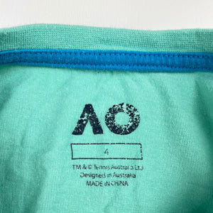 Girls Tennis Australia, Australian Open organic cotton tee / top, FUC, size 4,  