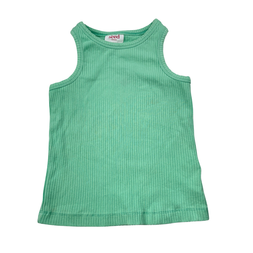 Girls Seed, green ribbed sleeveless top, GUC, size 3,  