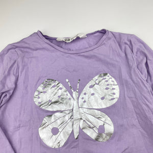 Girls H&M, stretchy long sleeve tee / top, butterfly, EUC, size 7-8,  