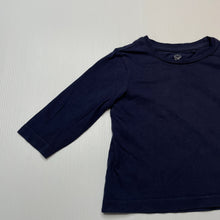 Load image into Gallery viewer, Unisex Favourites, navy organic cotton long sleeve top, GUC, size 1,  