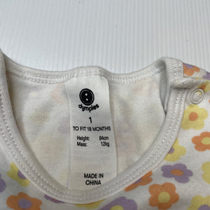 Girls Dymples, floral cotton romper, EUC, size 1,  