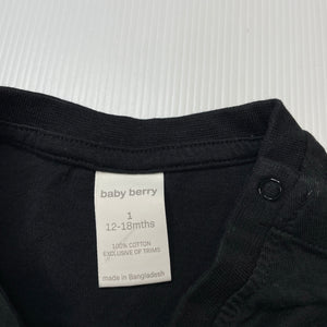 Unisex Baby Berry, black cotton tee / top, FUC, size 1,  