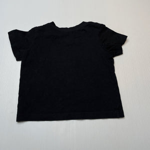 Unisex Baby Berry, black cotton tee / top, FUC, size 1,  