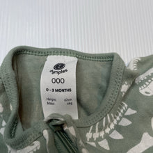 Load image into Gallery viewer, Boys Dymples, organic cotton zip coverall / romper, dinosaurs, FUC, size 000,  
