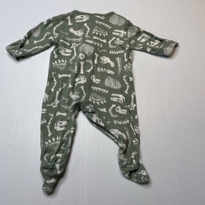 Boys Dymples, organic cotton zip coverall / romper, dinosaurs, FUC, size 000,  