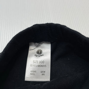 Unisex Dymples, black cotton leggings / bottoms, GUC, size 000,  