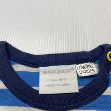 Load image into Gallery viewer, Boys Marquise, striped cotton bodysuit / romper, GUC, size 000,  