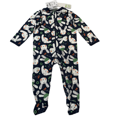 Unisex Anko, navy cotton coverall / romper, rabbits, NEW, size 0,  