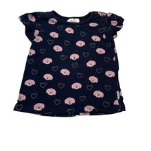 Load image into Gallery viewer, Girls Sprout, navy cotton tee / top, dogs, GUC, size 00,  