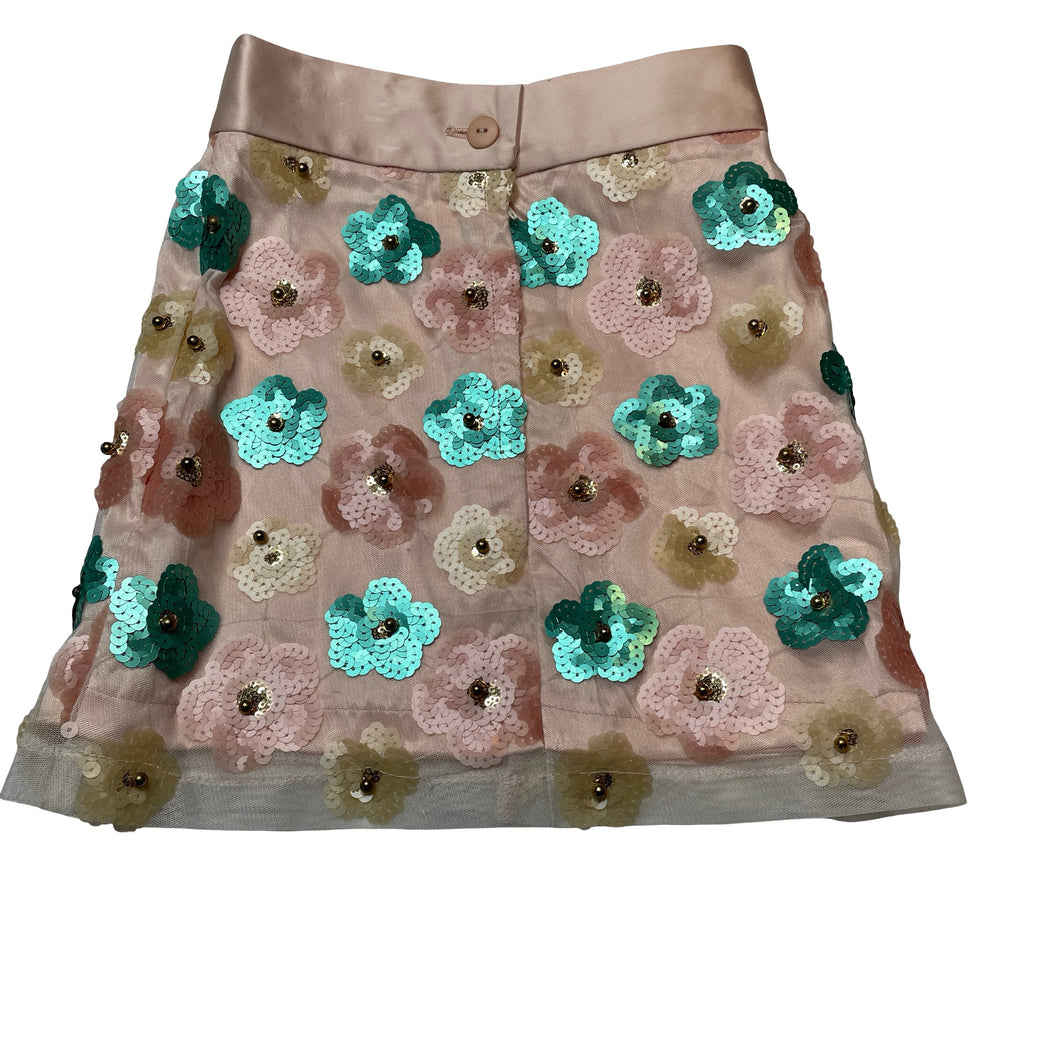 Girls Child by Petals Ink, Designer lined tulle & sequin flower skirt, L: 35.5cm, W: 28.5cm across, tiny mark back waistband, FUC, size 6,  