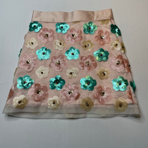 Girls Child by Petals Ink, Designer lined tulle & sequin flower skirt, L: 35.5cm, W: 28.5cm across, tiny mark back waistband, FUC, size 6,  