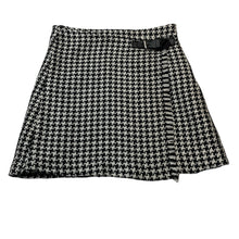 Load image into Gallery viewer, Girls Zara, lined black &amp; white woven skirt, adjustable, L: 36cm, *belt trim layer peeling*, FUC, size 13-14,  