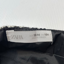 Load image into Gallery viewer, Girls Zara, lined black &amp; white woven skirt, adjustable, L: 36cm, *belt trim layer peeling*, FUC, size 13-14,  