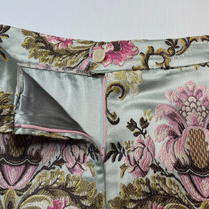 Girls Child by Petals Ink, Designer lined embroidered floral cotton/silk skirt, L: 38.5cm, W: 30cm across, EUC, size 8,  