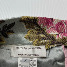Load image into Gallery viewer, Girls Child by Petals Ink, Designer lined embroidered floral cotton/silk skirt, L: 38.5cm, W: 30cm across, EUC, size 8,  