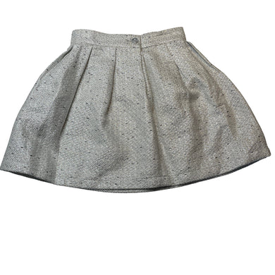 Girls Child by Petals Ink, Designer lined woven silver skirt, L: 40.5cm, W: 30.5cm across, EUC, size 10,  