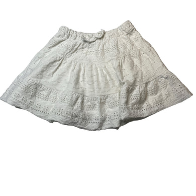 Girls Zara, lined broderie cotton skirt, elasticated, L: 31cm, EUC, size 10,  