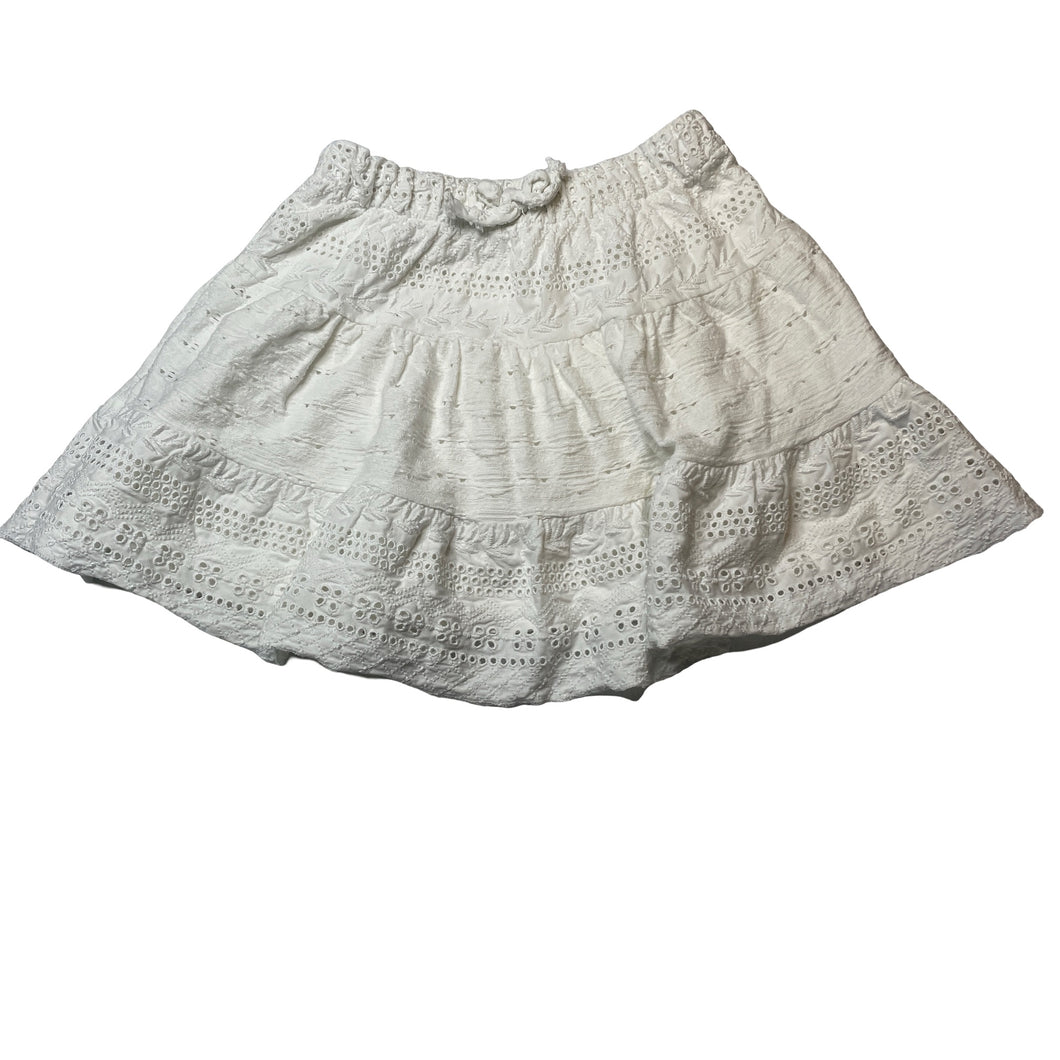 Girls Zara, lined broderie cotton skirt, elasticated, L: 31cm, EUC, size 10,  