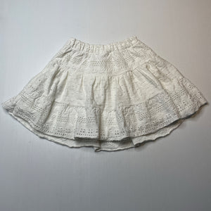 Girls Zara, lined broderie cotton skirt, elasticated, L: 31cm, EUC, size 10,  