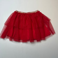 Load image into Gallery viewer, Girls Anko, lined red tulle &amp; gold glitter skirt, elasticated, L: 30cm, FUC, size 5,  