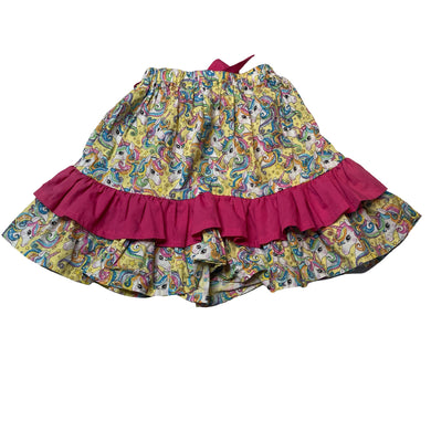 Girls Bellas Kids Creations, handmade cotton skirt, elasticated, unicorns, L: 35.5cm, EUC, size 4,  