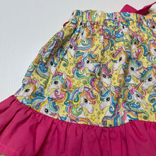 Load image into Gallery viewer, Girls Bellas Kids Creations, handmade cotton skirt, elasticated, unicorns, L: 35.5cm, EUC, size 4,  