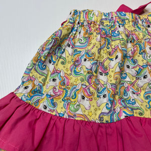 Girls Bellas Kids Creations, handmade cotton skirt, elasticated, unicorns, L: 35.5cm, EUC, size 4,  