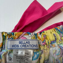Load image into Gallery viewer, Girls Bellas Kids Creations, handmade cotton skirt, elasticated, unicorns, L: 35.5cm, EUC, size 4,  