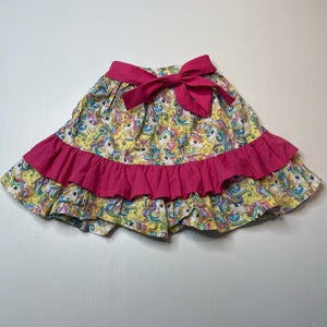 Girls Bellas Kids Creations, handmade cotton skirt, elasticated, unicorns, L: 35.5cm, EUC, size 4,  
