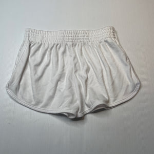 Girls PINK PINK, white lightweight soft feel shorts, elasticated, no size, W: 31cm across unstretched, EUC, size 12,  