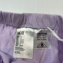 Load image into Gallery viewer, Girls H&amp;M, lilac cotton pyjama shorts, elasticated, EUC, size 2,  