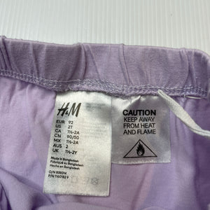 Girls H&M, lilac cotton pyjama shorts, elasticated, EUC, size 2,  