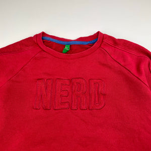 Boys United Colors of Benetton, red cotton sweater / jumper, no size, armpit to ampit: 42cm, armpit to cuff: 42cm, FUC, size 8-9,  