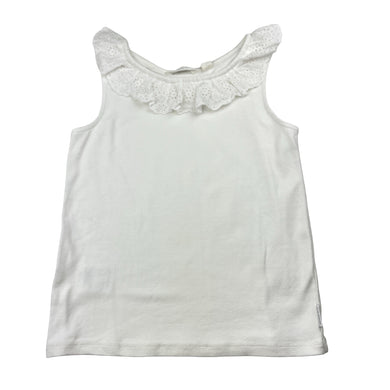 Girls Country Road, broderie cotton trim singlet / tank top, EUC, size 7,  