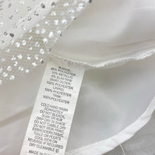 Load image into Gallery viewer, Girls Origami, long sleeve white &amp; silver party dress, GUC, size 3, L: 51cm