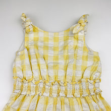 Load image into Gallery viewer, Girls David Jones, yellow check crinkle cotton dress, GUC, size 4, L: 55cm