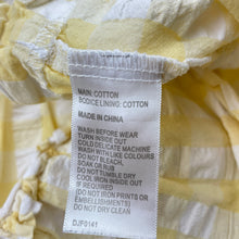 Load image into Gallery viewer, Girls David Jones, yellow check crinkle cotton dress, GUC, size 4, L: 55cm