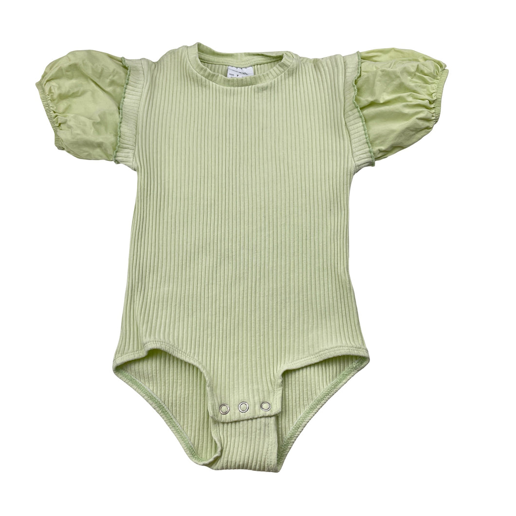 Girls Zara, ribbed short sleeve bodysuit, FUC, size 7,  