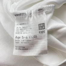 Load image into Gallery viewer, Boys Uniqlo, white tee / top, small marks on front, FUC, size 5-6,  