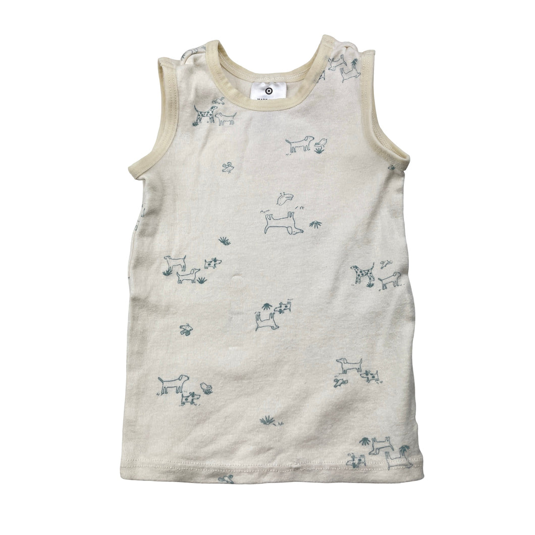 Unisex Target, organic cotton singlet top, dogs, GUC, size 000,  