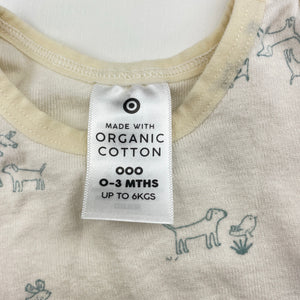 Unisex Target, organic cotton singlet top, dogs, GUC, size 000,  