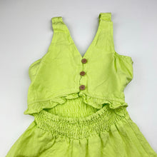 Load image into Gallery viewer, Girls Zara, green linen / viscose summer playsuit, GUC, size 6,  