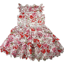 Load image into Gallery viewer, Girls Marlo, lined floral embroidered cotton dress, light marks, FUC, size 4-5, L: 52cm